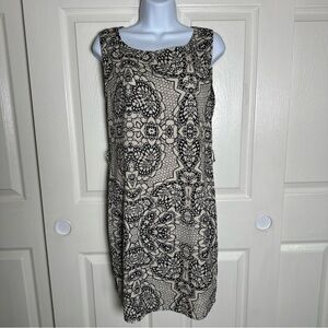 Veronica M Women's XS Sleeveless Dress Black Tan Paisley Print Sundress XSmall